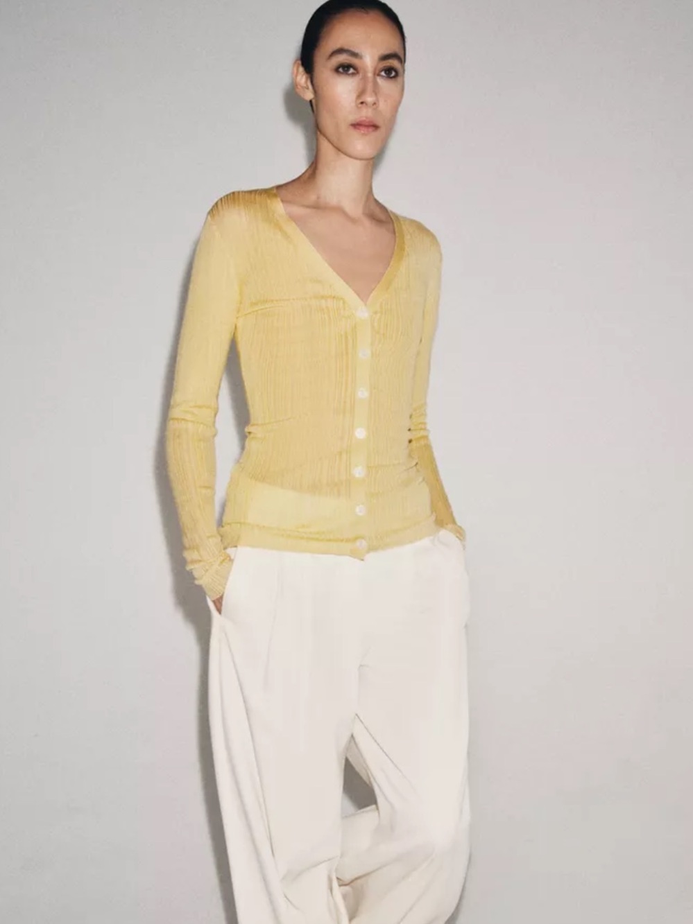Zara yellow cardigan. S
